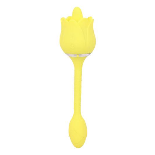 Lotus vibration G-spot jumping egg 12 frequency strong earthquake with tongue licking silicone bend tube precise stimulation suitable for individuals and couples