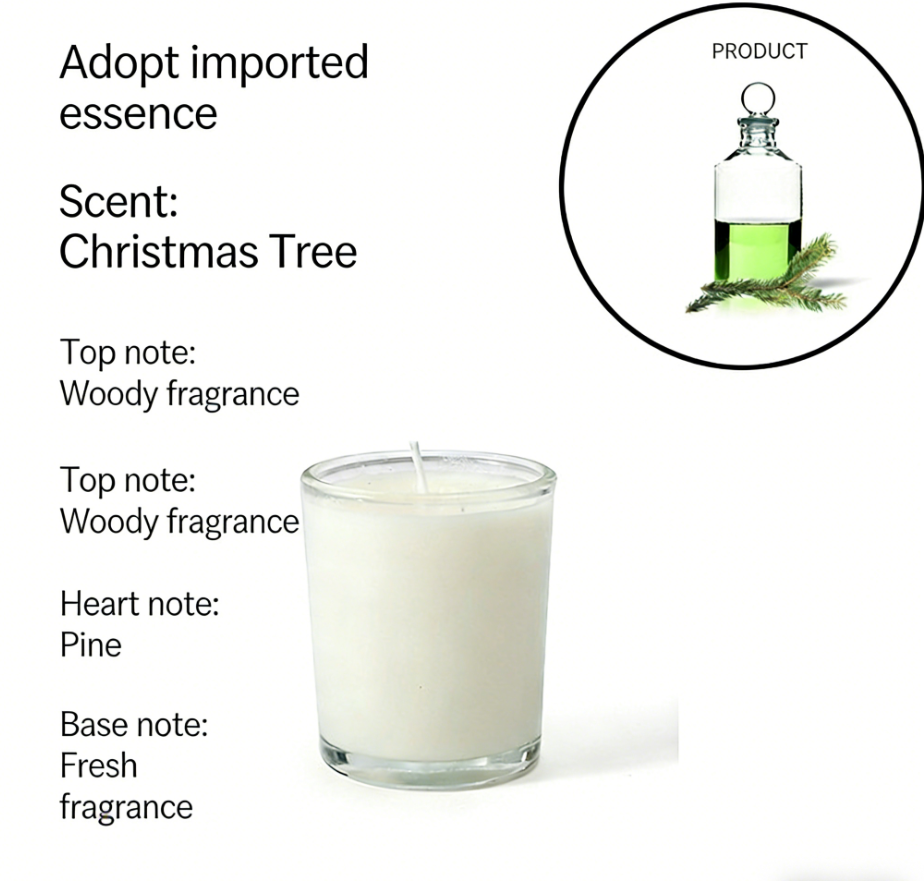 Aromatherapy Massage Candle for sex, coconut wax, smokeless, body safe, with woody and pine fragrance notes.