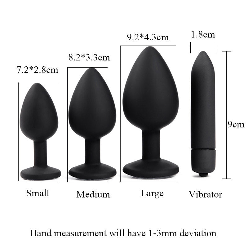 Gemstone anal plug: Three/four-piece set Dimensions