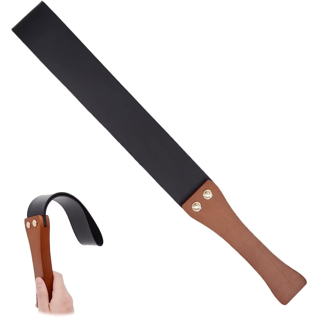 Wooden-Handled Leather Spanking Paddle BDSM Fetish Play