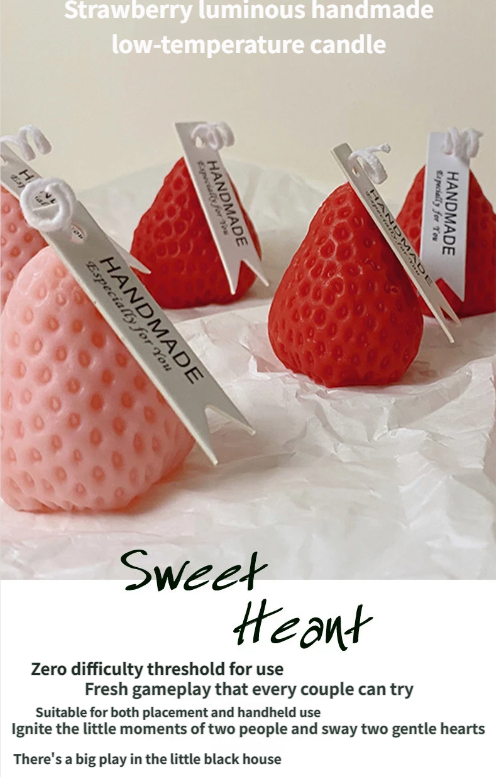 Strawberry Low Temp Candle - handmade low-temperature candles in the shape of strawberries for couples to enjoy.