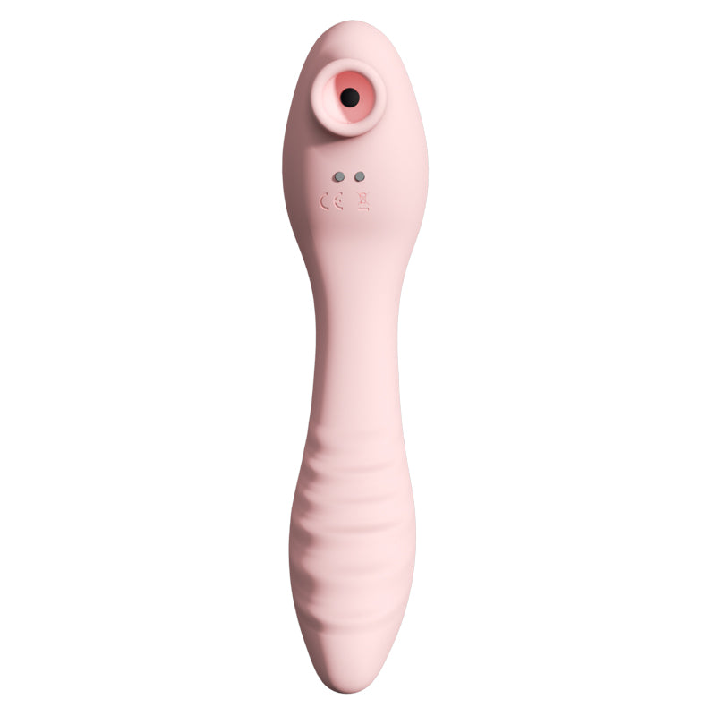 pink-Sucking Vibrator - Dual-Motor Heated Massage Wand