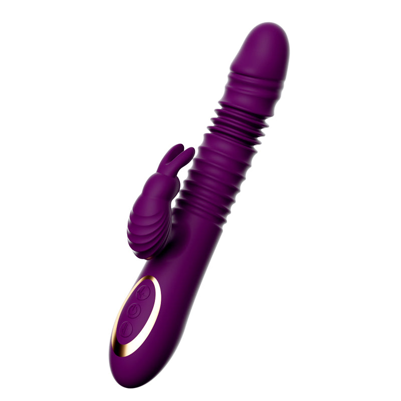 Rabbit Vibrator Extendable, realistic penis-shaped massager-purple
