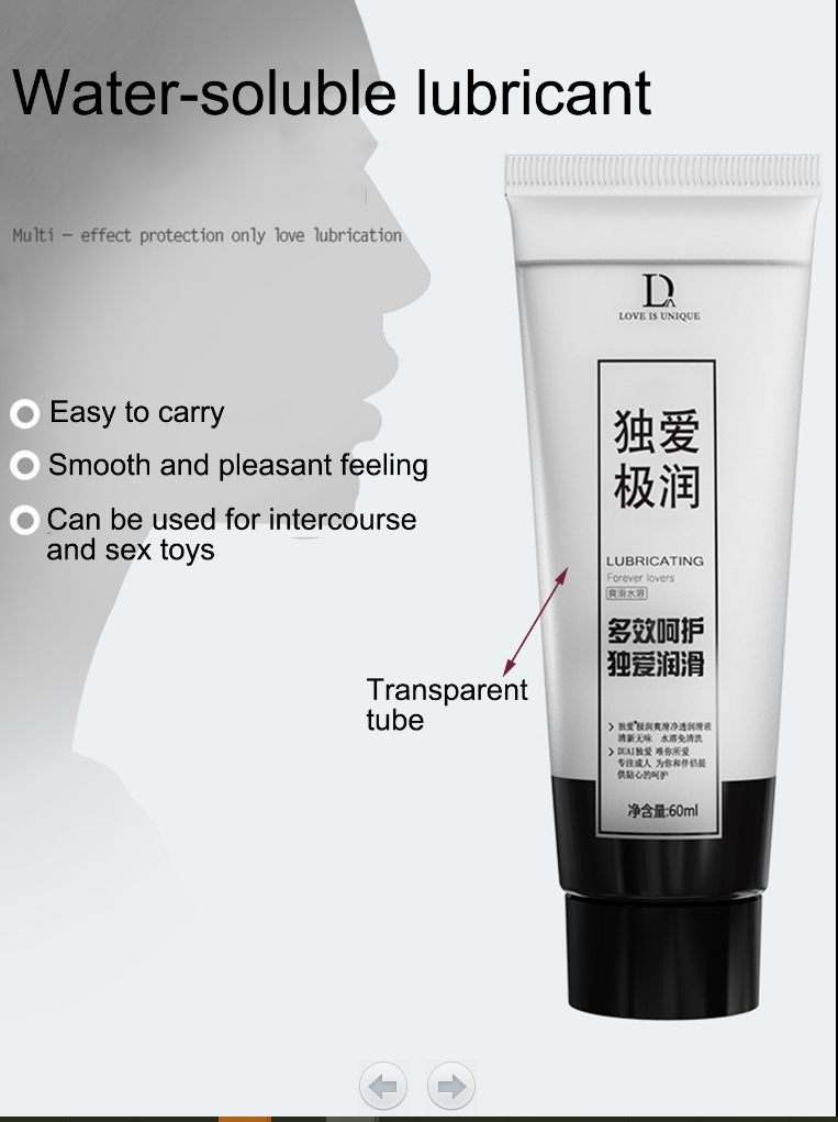 Water-Based Lubricant for Couples, Long-Lasting with Hyaluronic Acid, 60ml in packaging and tube.