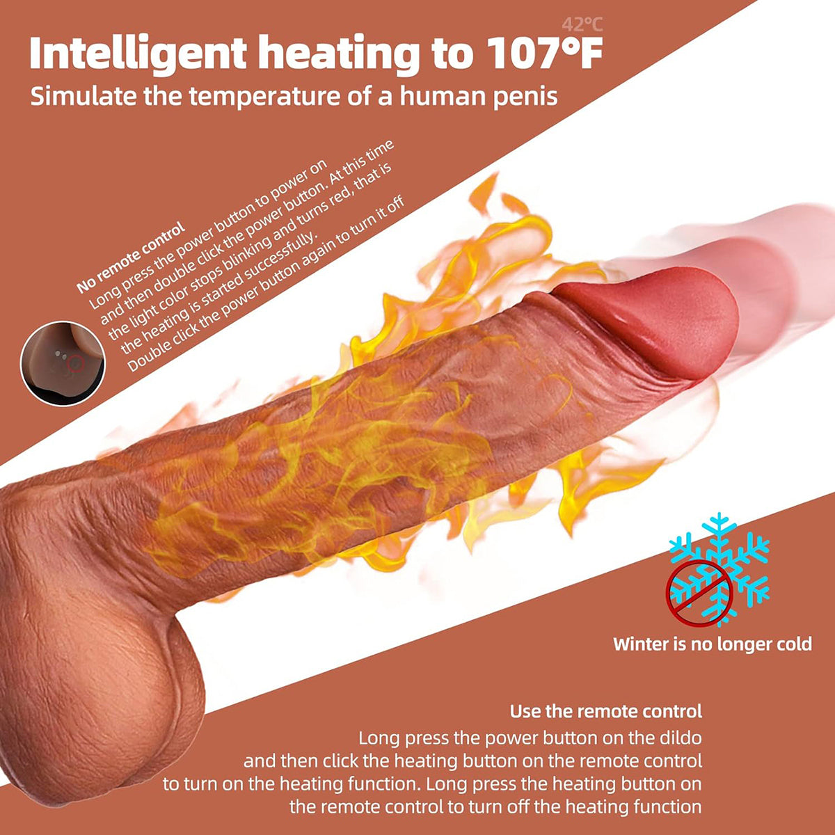 Dildo vibrator: Retractable, Wireless Remote Control, Heating Function