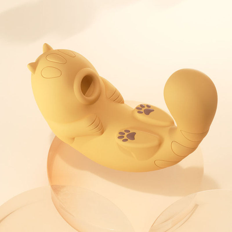Cat-shaped suction  APP remote control vibrator-yellow product display