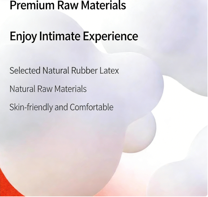 Durex Condoms product information focusing on premium raw materials for a comfortable and intimate experience.