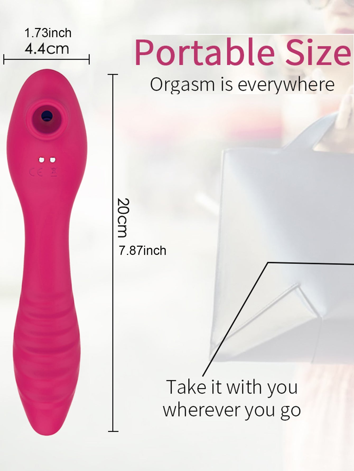 Product Dimensions-Sucking Vibrator - Dual-Motor Heated Massage Wand