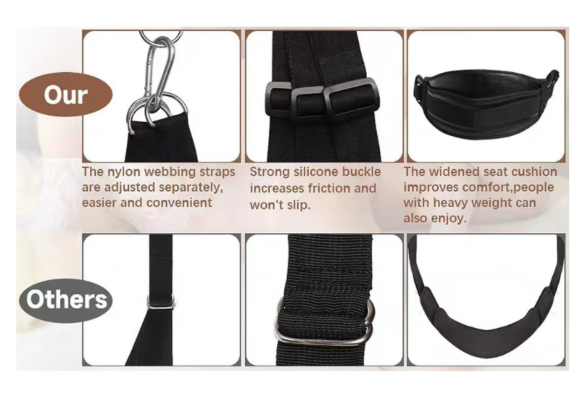 Door Sex Swing components including nylon webbing straps and strong silicone buckle for secure SM play.