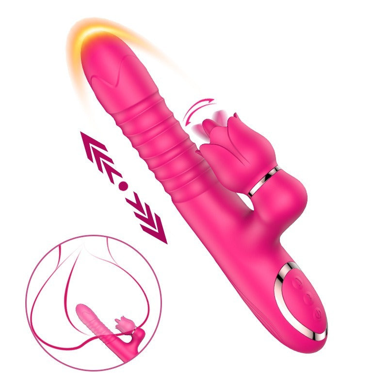 Double headed super strong dildo vibrator, female masturbation orgasmic stick, extendable tongue, licking adult toy