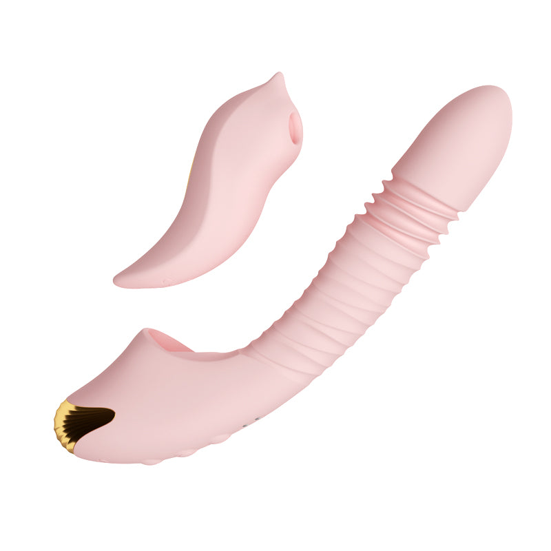 White background image of the rabbit-shaped detachable vibrator with leg straps and APP remote control.