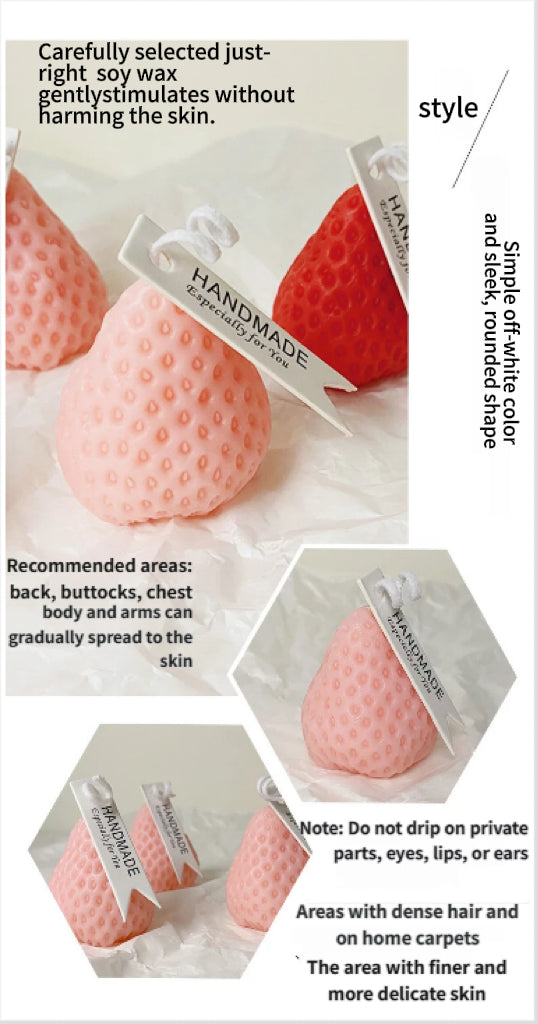 Strawberry Low Temp Candle for couples, safe soy wax for gentle skin stimulation, versatile for various body areas.