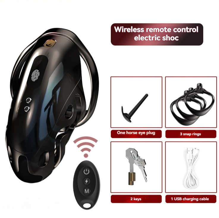 Electric shock chastity lock: remote control, penis lock, SM, abstinence