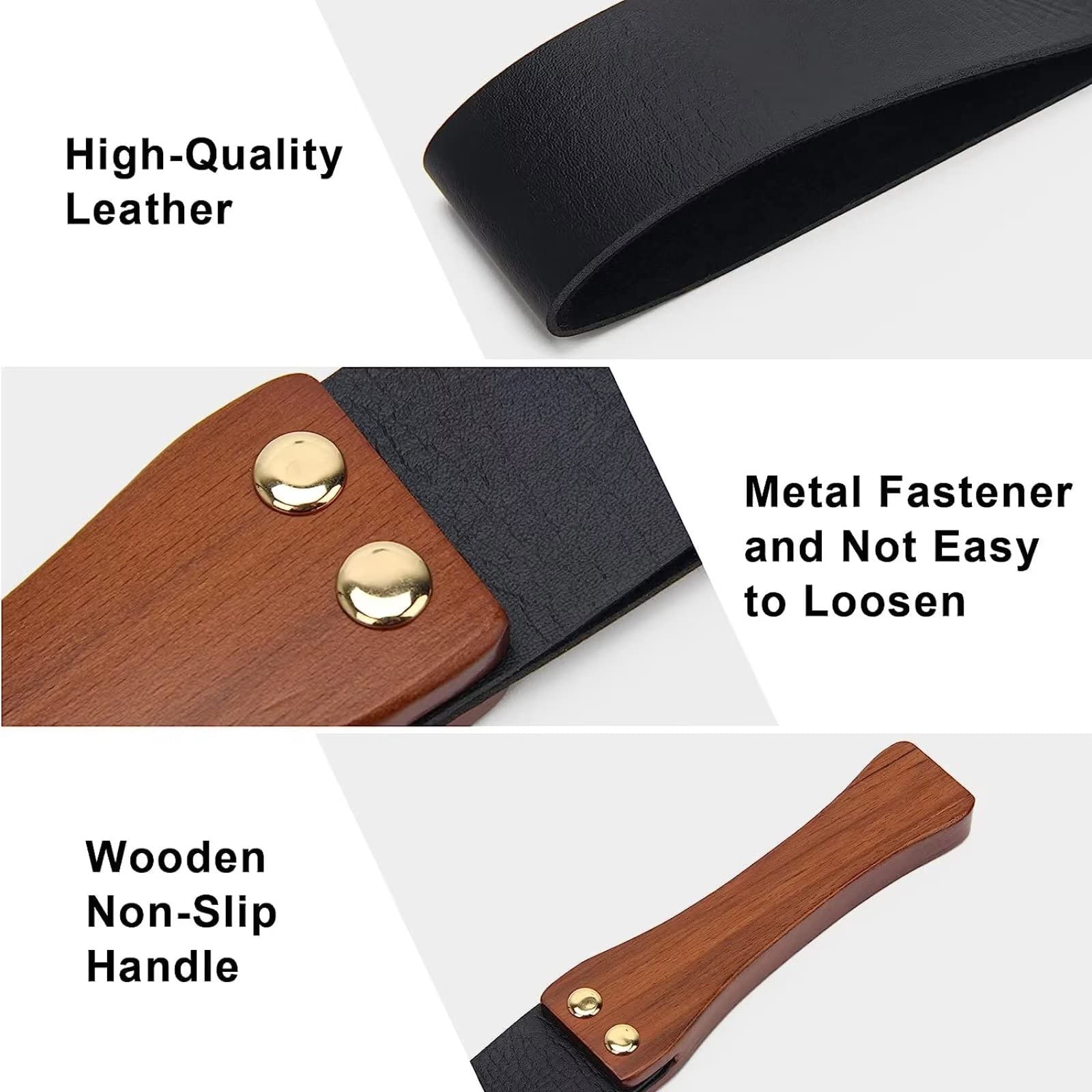 Wooden-Handled Leather Spanking Paddle BDSM Fetish Play