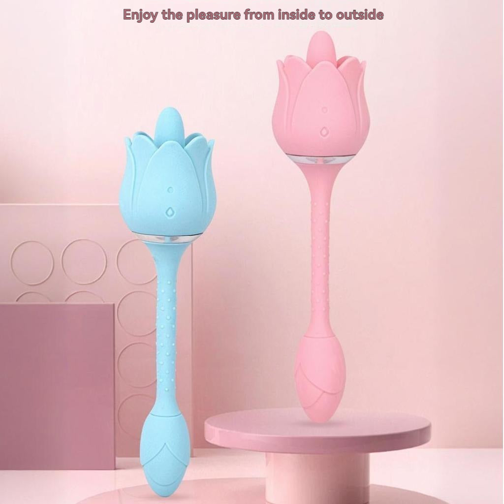 Lotus vibration G-spot jumping egg 12 frequency strong earthquake with tongue licking silicone bend tube precise stimulation suitable for individuals and couples