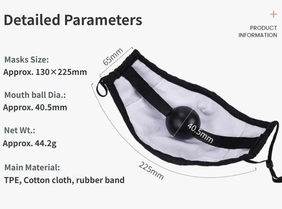 Outdoor BDSM Gag Mask with detachable penis dildo for discreet outdoor play, adjustable SM toy.