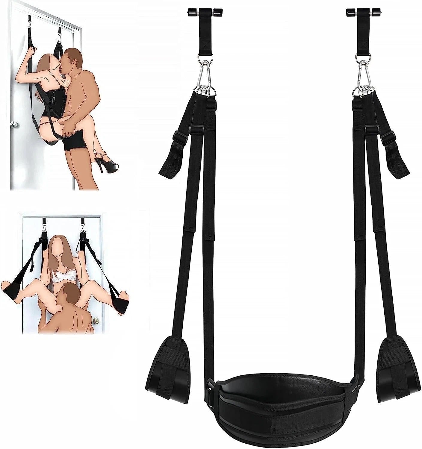 Door Sex Swing for bondage play, featuring a secure door-mount design with heavy-duty metal buckles.