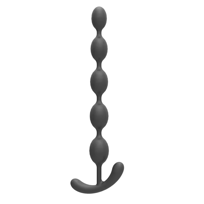 Anal Plug for Beginners with teardrop-shaped silicone beads design in sleek black.