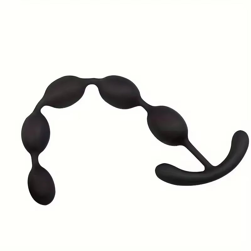 Anal Plug for beginners featuring teardrop-shaped silicone beads design in black.