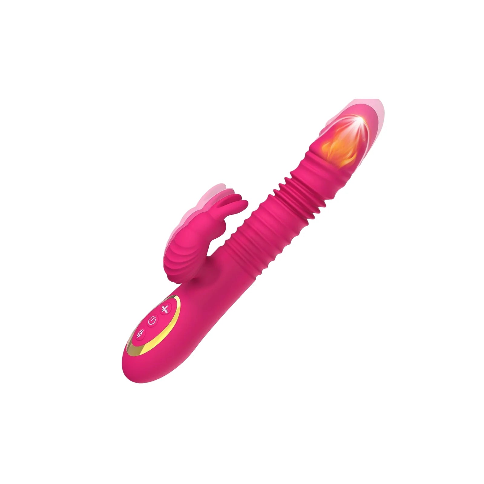 Rabbit Vibrator Extendable, realistic penis-shaped massager-rose red