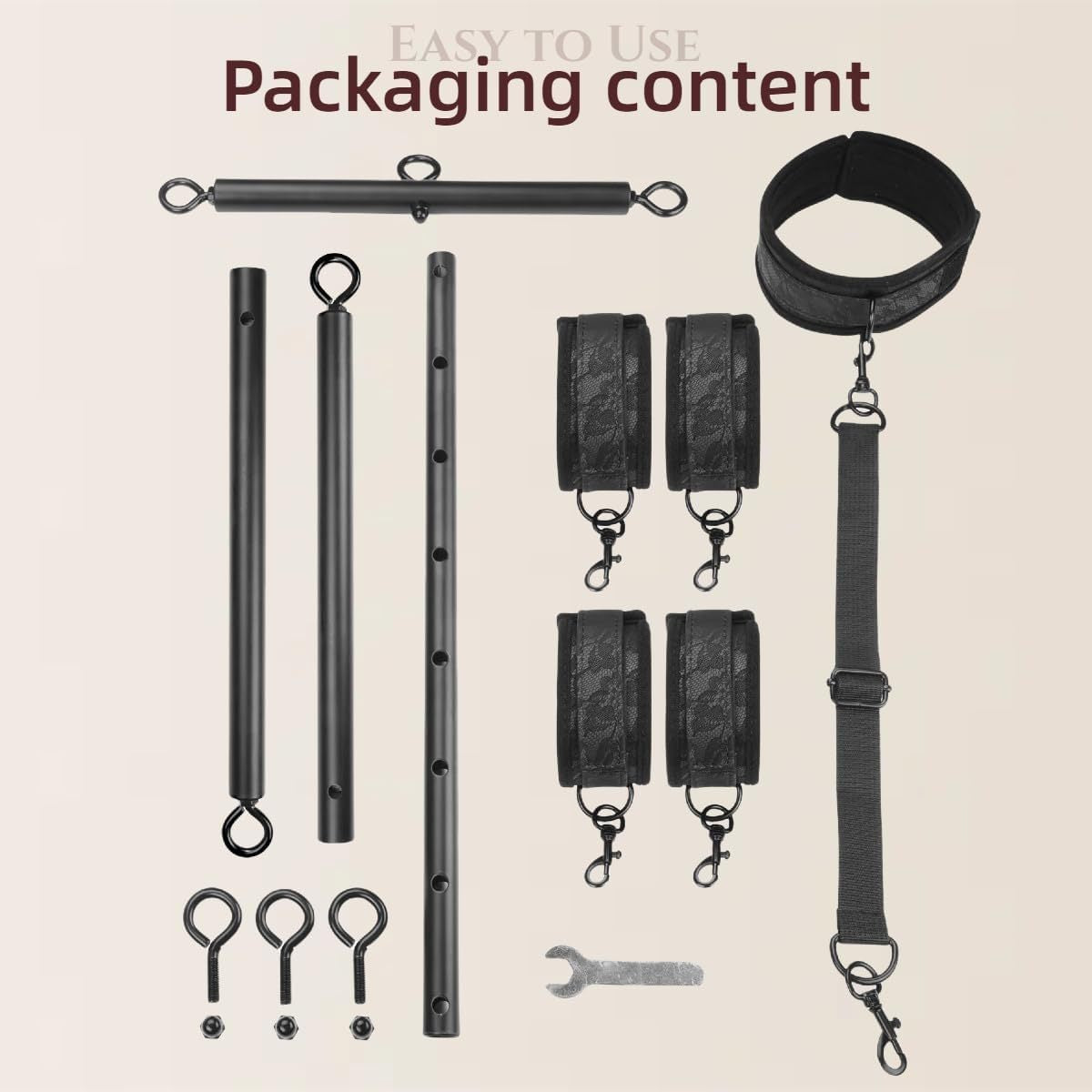 Stretching bar restraint set-details display