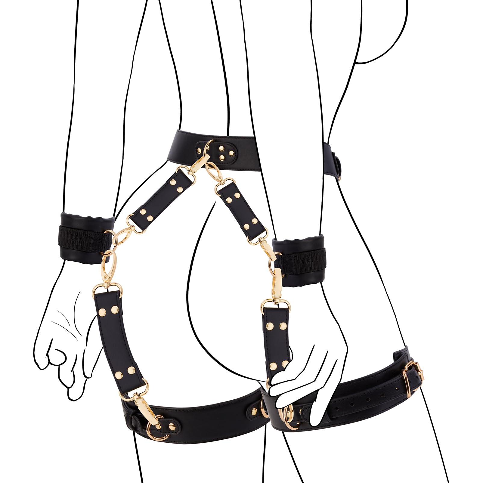 BDSM Bondage Set: Adjustable 6-Piece-black set