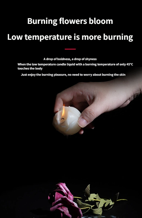 Person holding a Low-Temperature Play Candle for couple BDSM with glowing wax, demonstrating safe sensual play.