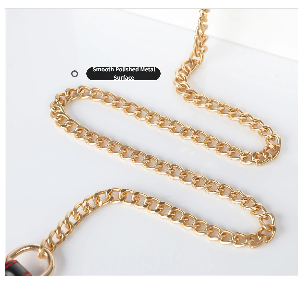 Black SM Collar with Leash-Smooth Polished MetalSurface